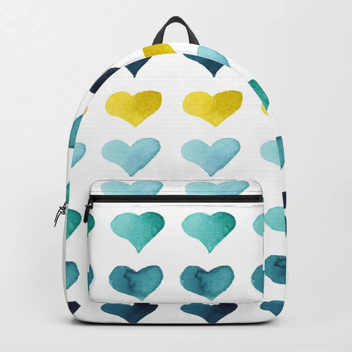 Hearts of the Sea Watercolor Art Backpack by Aliya Bora