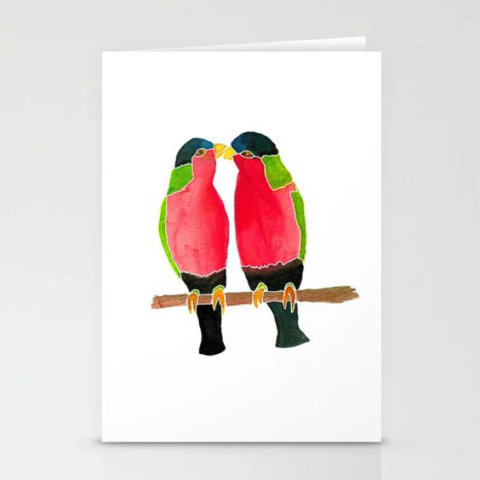 Australian Collared Lorry Birds Watercolor Design