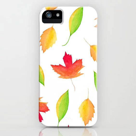 Fall Maple Leaves Watercolor Art Phone Case by Aliya Bora