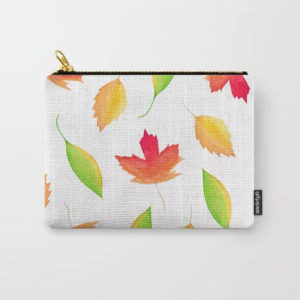 Fall Maple Leaves Watercolor Art Carry All Pouch by Aliya Bora
