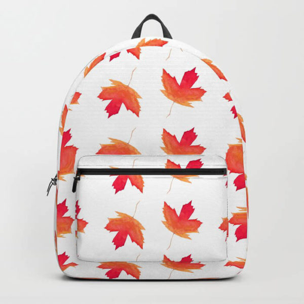 Fall Maple Leaves Watercolor Art Backpack by Aliya Bora