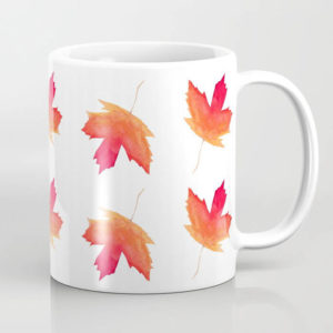 Fall Maple Leaves Watercolor Art Coffee Mug by Aliya Bora