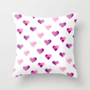 Pink Candy Hearts Watercolor Throw Pillow by Aliya Bora