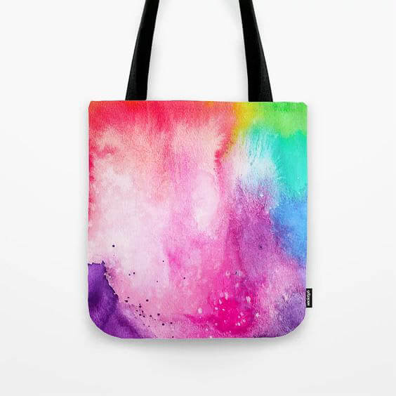Rainbow Splash Tote Bag Product by Aliya Bora