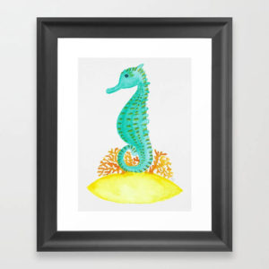 Watercolor Seahorse Life Framed Art Print Product by Aliya Bora