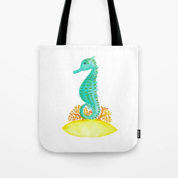 Watercolor Seahorse Life Tote Bag Product by Aliya Bora