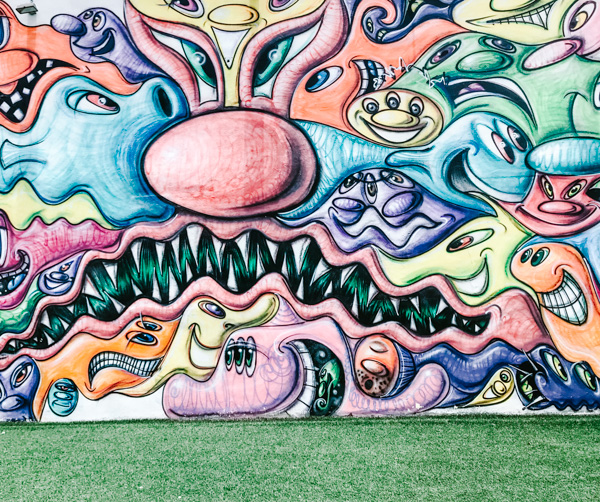 Colorful mural at Wynwood Walls in Miami, Florida