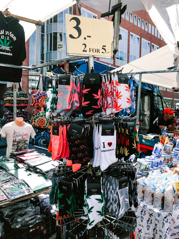 Marijuana Socks at Waterloopein Market in Amsterdam, The Netherlands