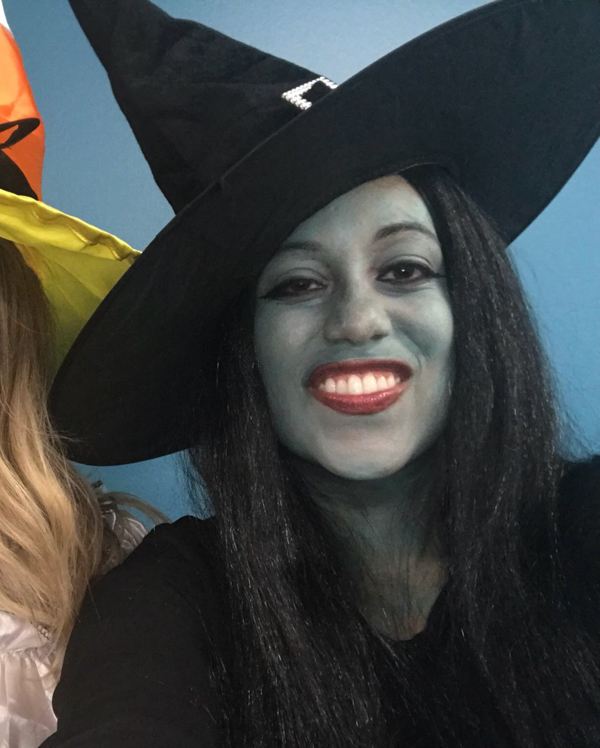Halloween Aliya in Elphaba Costume from Wicked